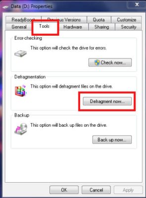 Chọn Defragment now